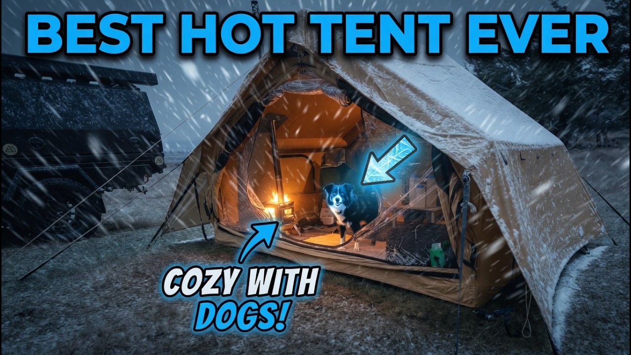 Winter Hot Tent Camping In Snow With Dogs