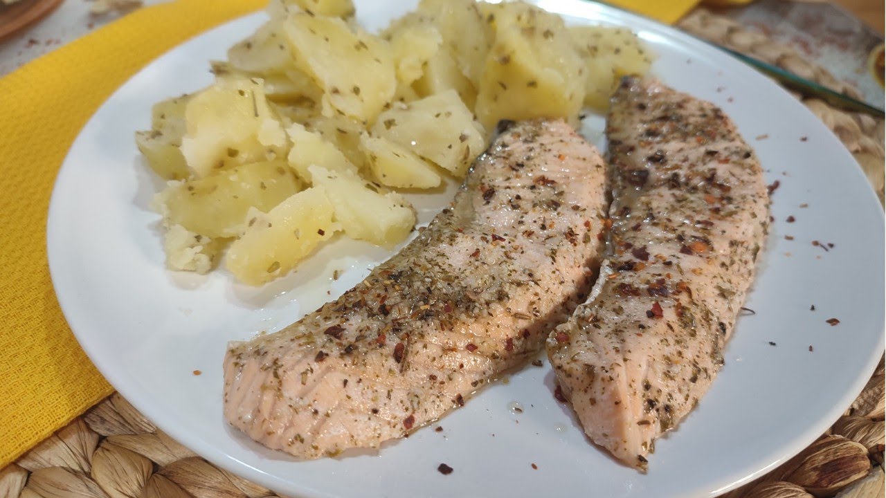 SALMÓN A LAS FINAS HIERBAS CON PATATAS, 100% al vapor! Resultado perfecto con Mambo!!!