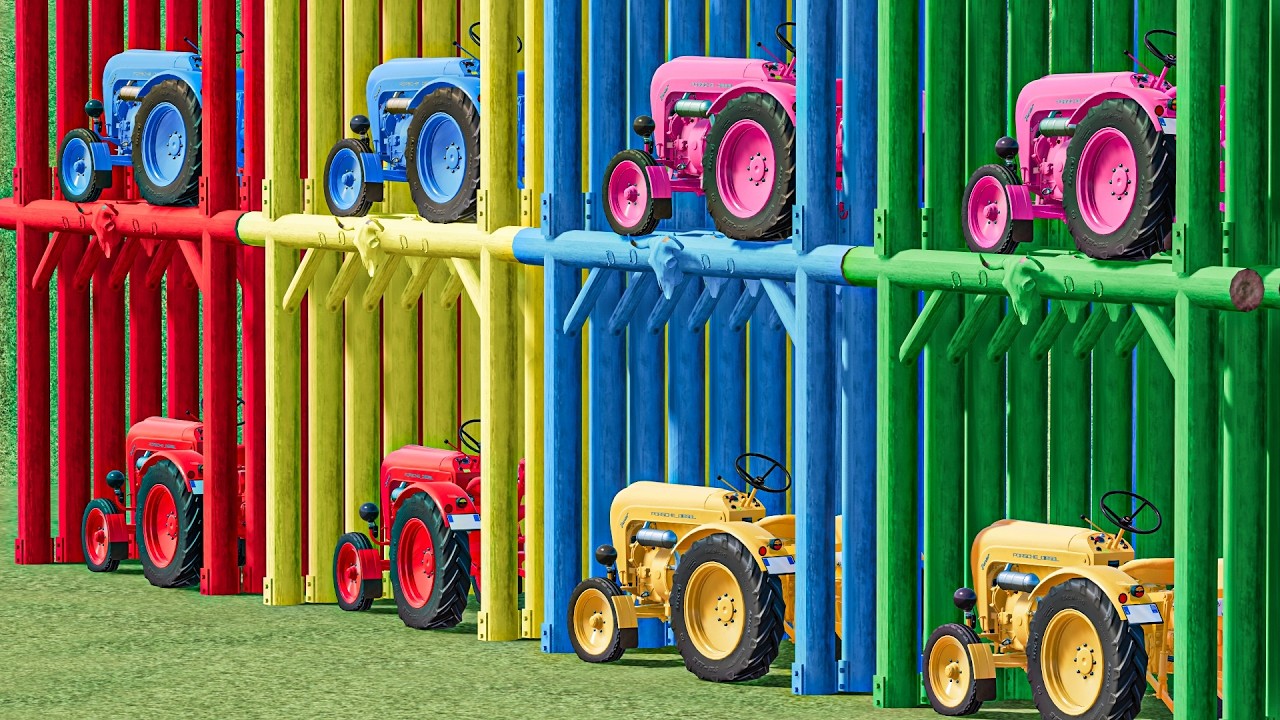 TRANSPORT OF COLORS - MINI TRACTORS MANURE & CULTIVATING with CAT BACKHOE LOADERS - FS22