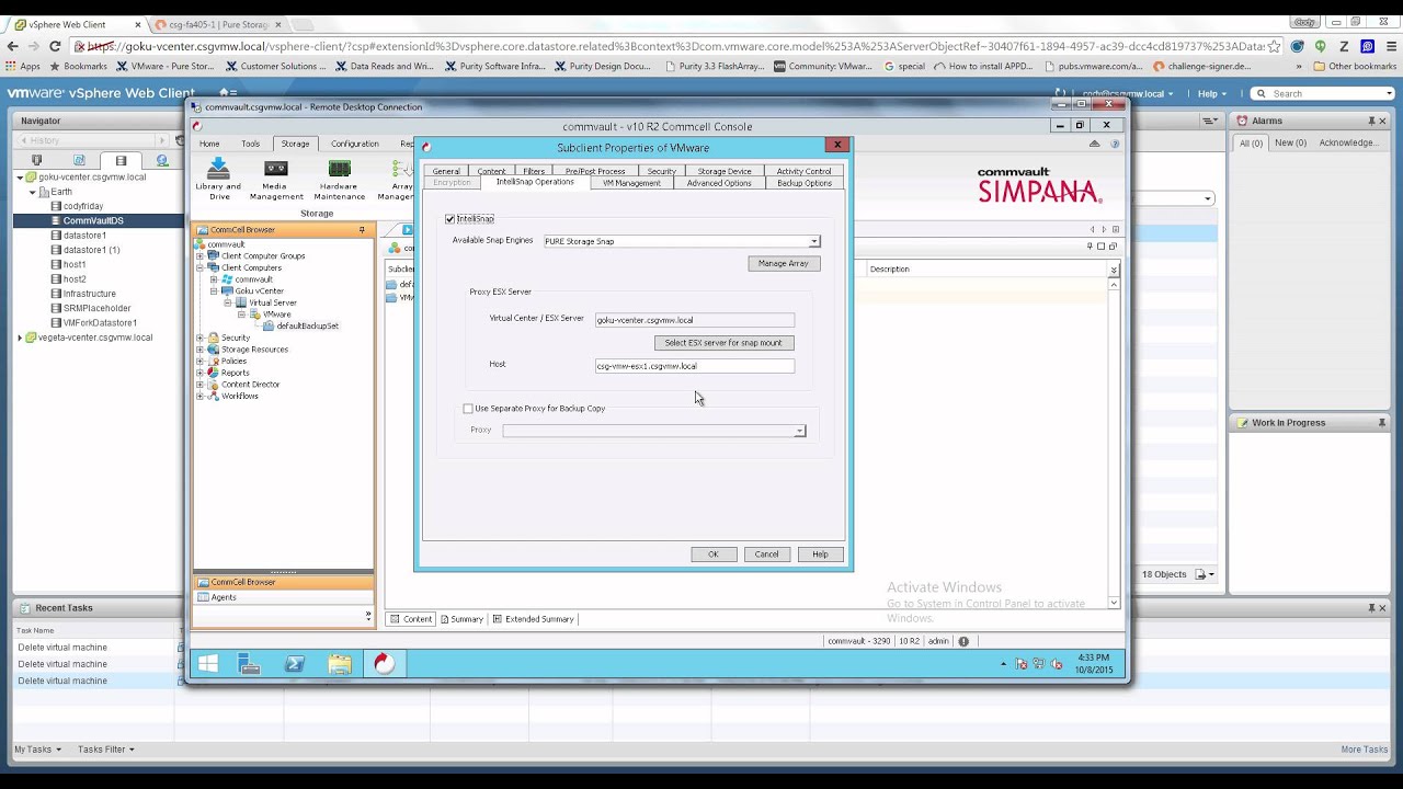 VM Backup with Commvault IntelliSnap Technology and the Pure Storage FlashArray