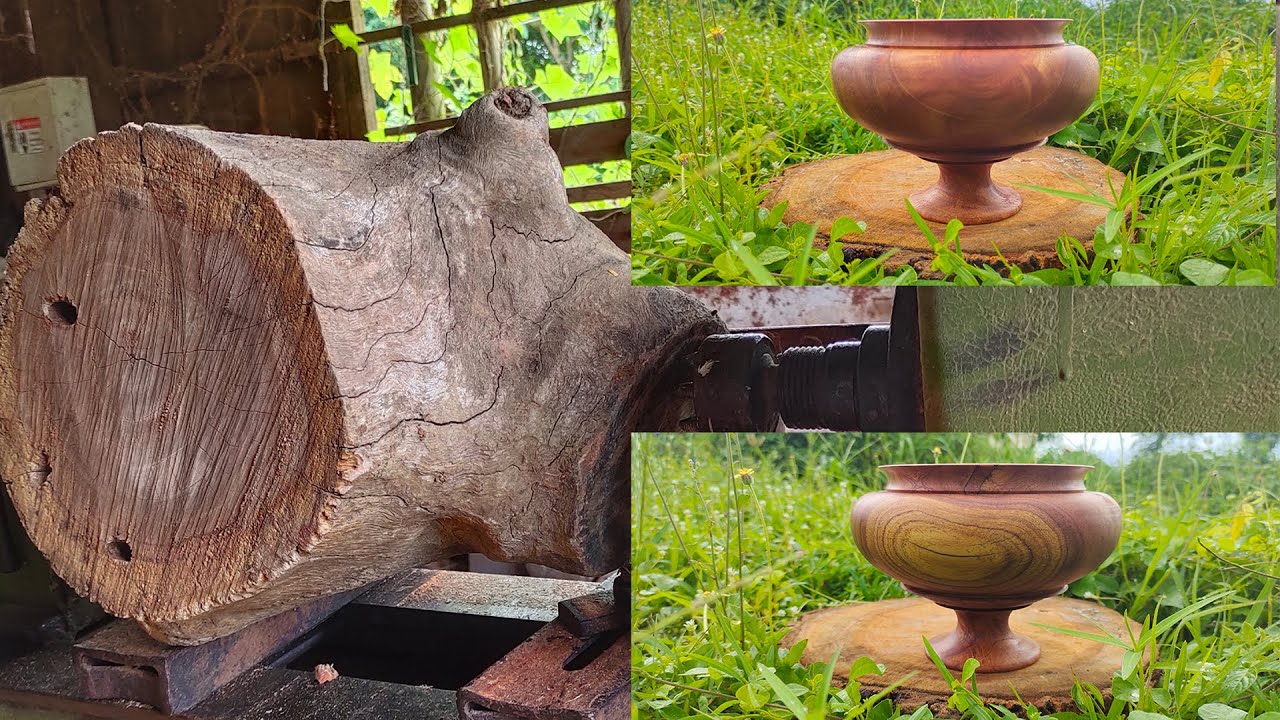 Woodturning - How to make Wooden Pedestal Bowl #Dman Woodturning