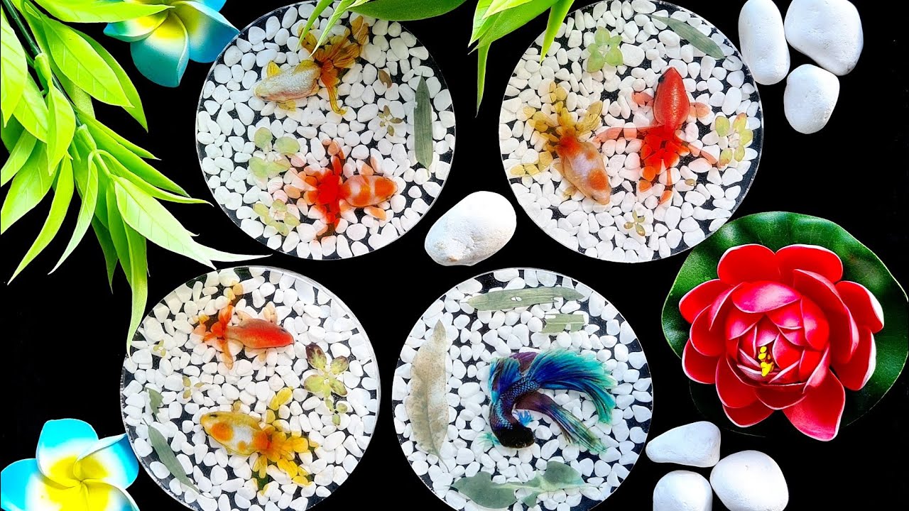 #974 Incredible 3D Fish Resin Aquarium Coasters