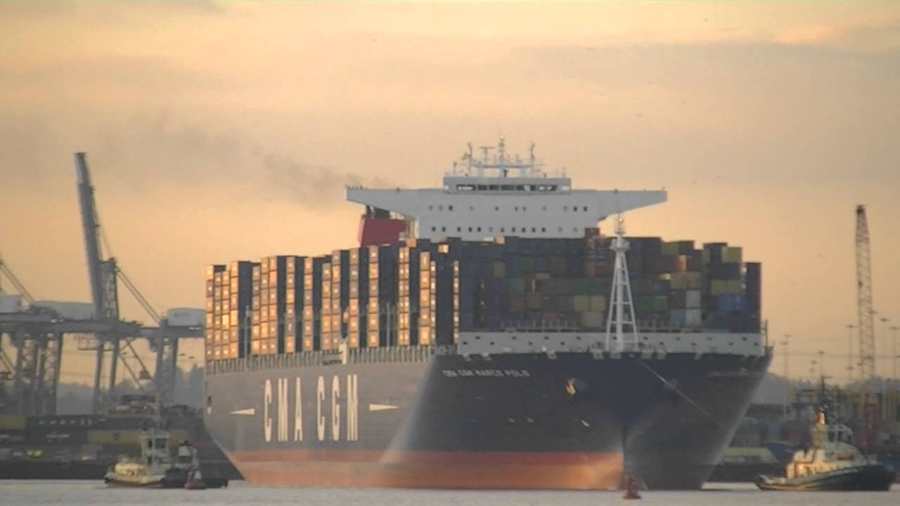 CMA CGM Marco Polo Worlds ex-Largest Carrying Container Ship 10th December 2012.