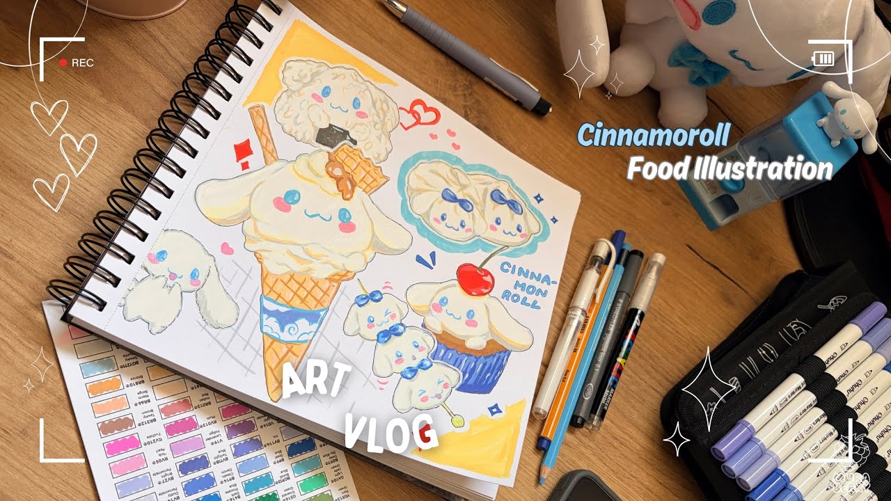 Draw with me - food illustration - Cinnamoroll 