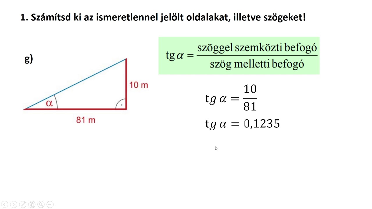Szögfüggvények derékszögű háromszögben