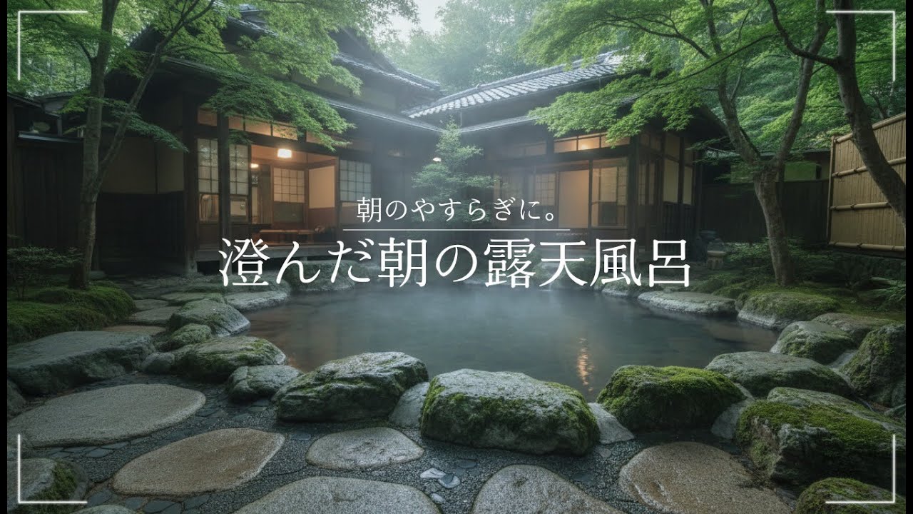 【環境音・ASMR】朝の露天風呂で心を整える静かなピアノBGM｜Japanese Piano Music for Morning Relaxation