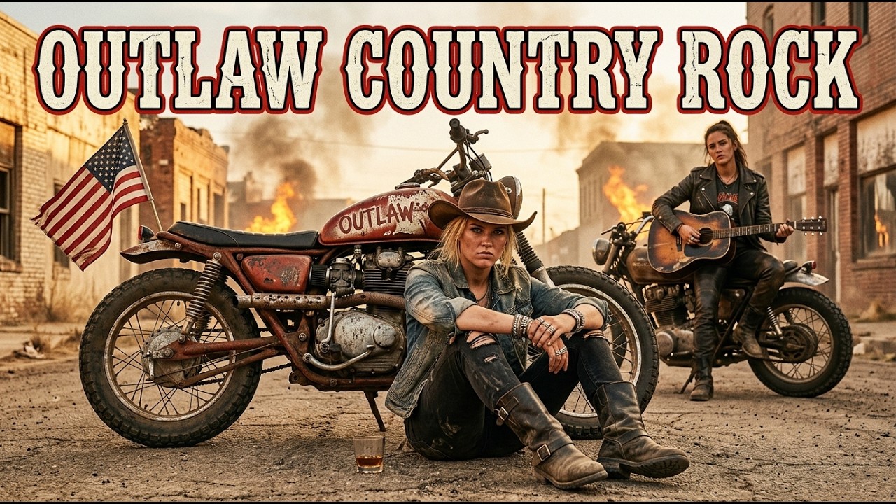 Outlaw Country Rock 🔥 Sunset Highway Drive 🎸 Desert Gold & Guitar Fire