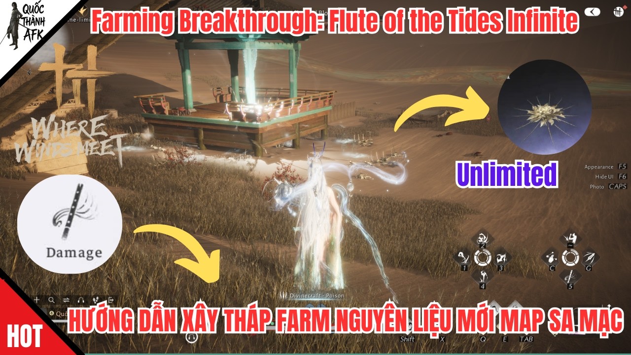 Where Winds Meet | Cách xây Tháp Farm NL Mới | Farming Breakthrough: Flute of the Tides Infinite