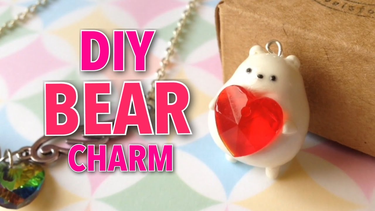 DIY Bear Charm | Air Dry Clay & Glass Heart