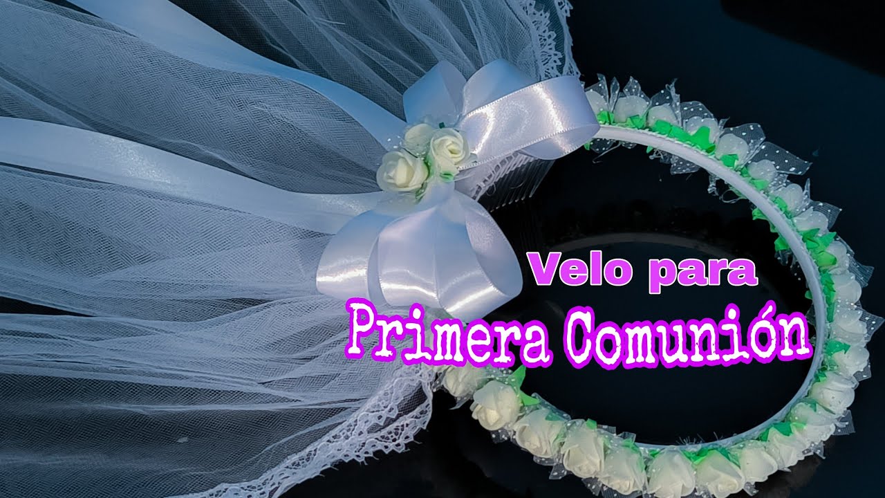 DIY- VELO CON CORONA DE FLORES🌷PARA PRIMERA COMUNIÓN// Hecho a mano.