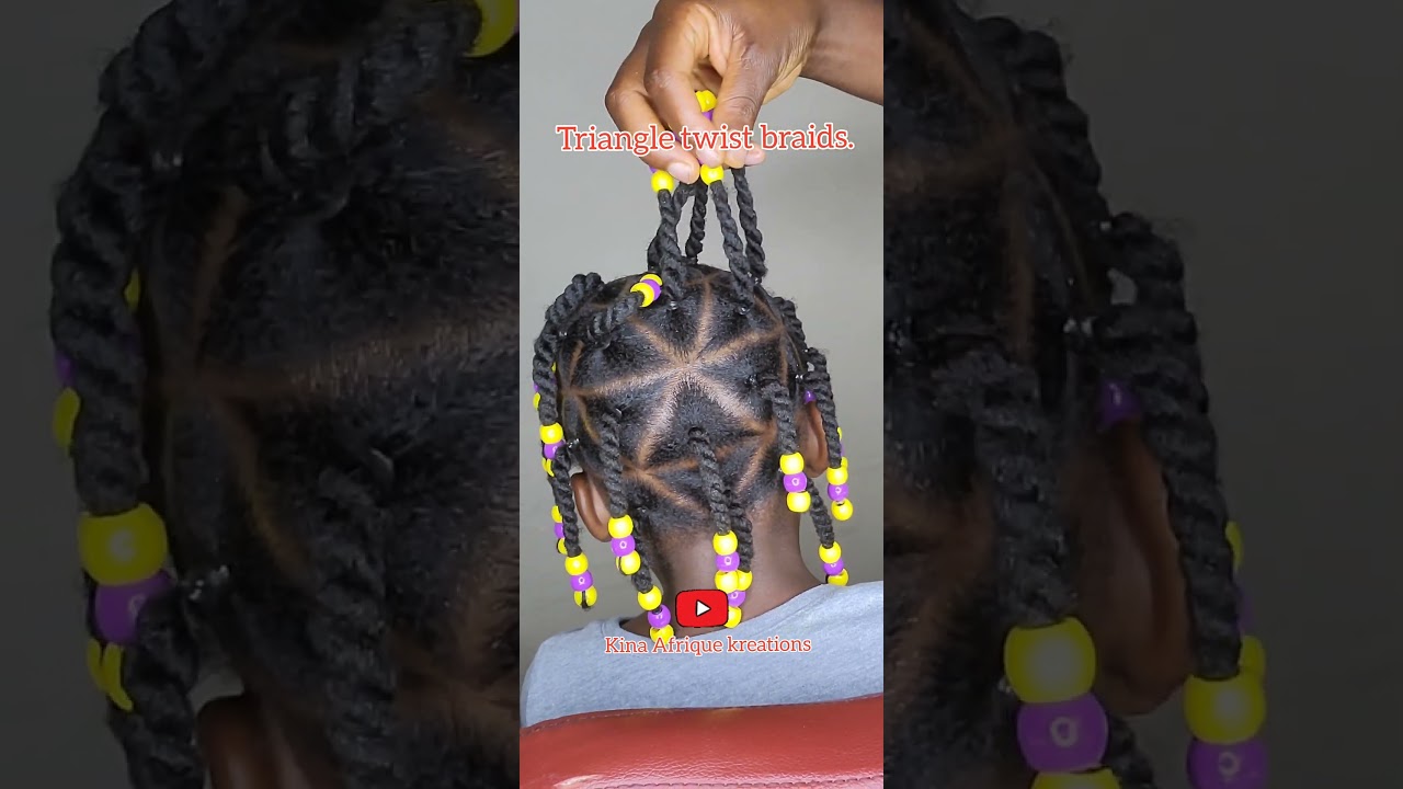 Triangle Twist Braids #trianglebraids #braids #twist #kidshair #naturalhair #protectivestyles #beads
