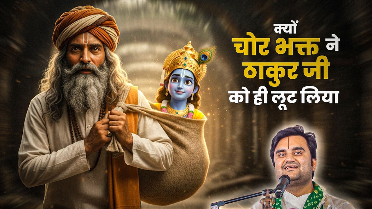 chor bhakt ne thakur ji ko loot liya - krishna leela - Indresh ji maharaj Katha #krishnaleela