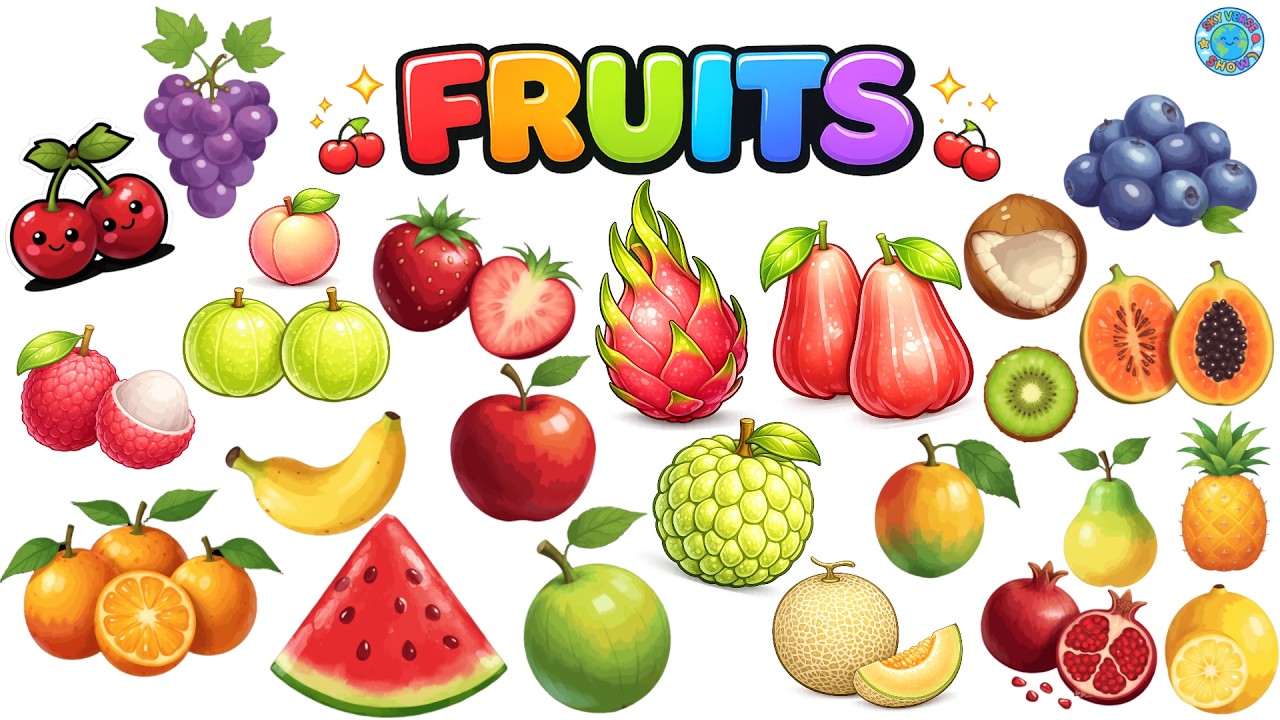 25 Fruits Name in English 🍎 | Learn Fruits for Kids | Fruits Vocabulary for Children