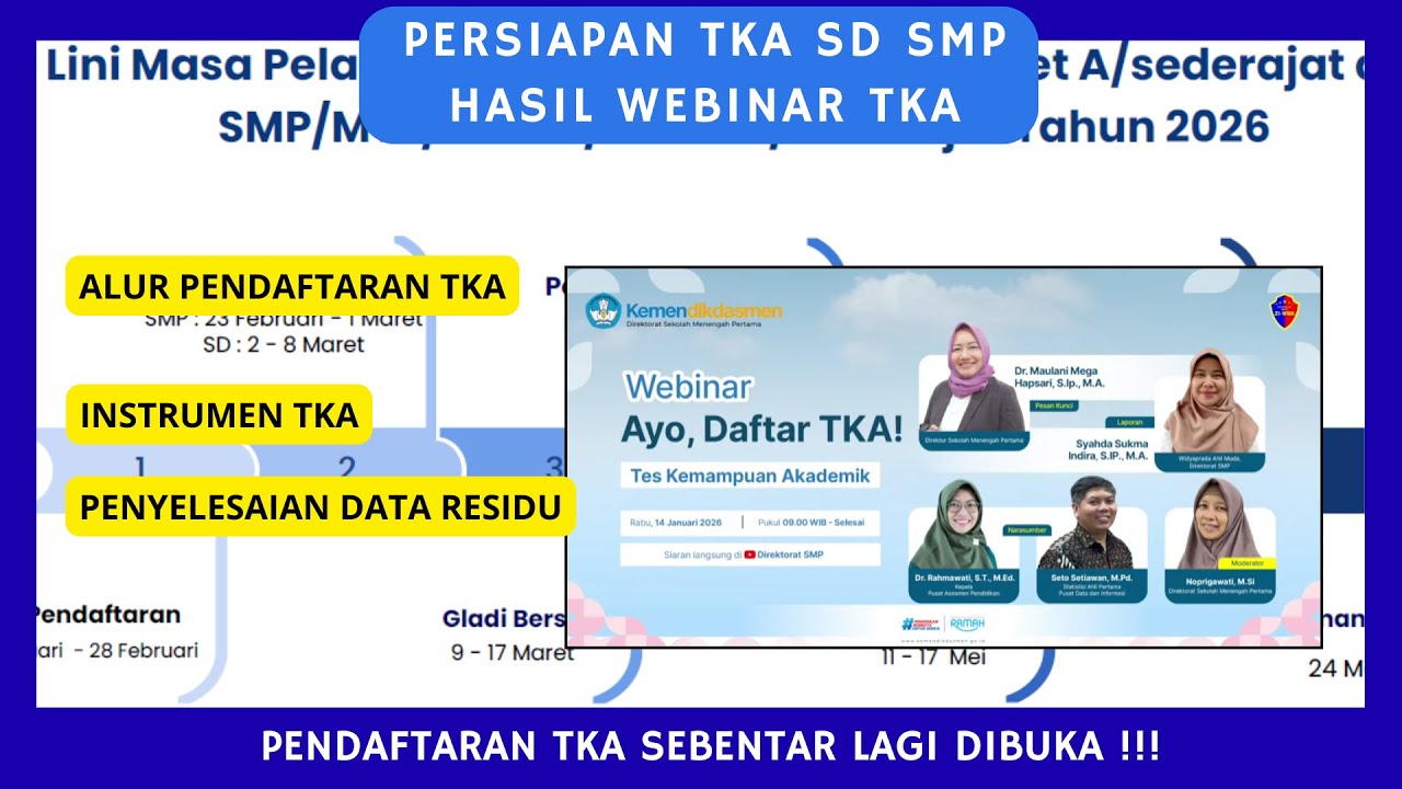 PERSIAPAN TKA SD SMP | RANGKUMAN WEBINAR AYO DAFTAR TKA