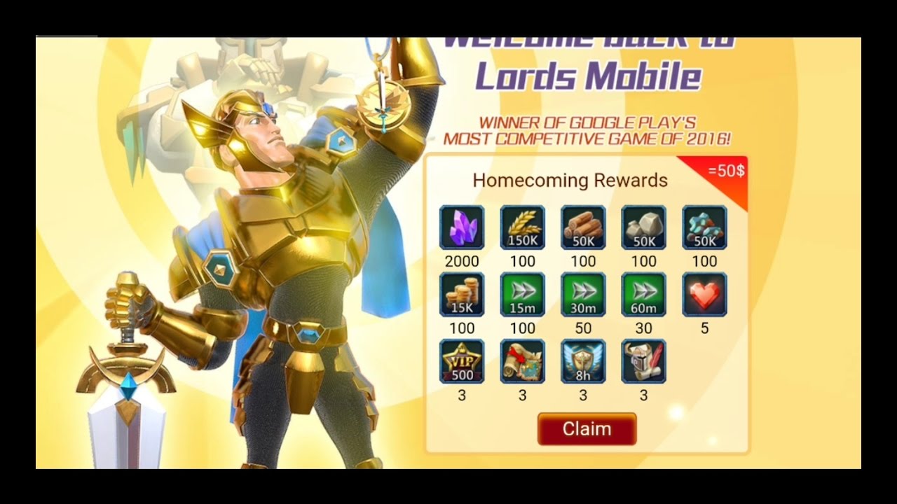 Lords Mobile Free $50 Gift Package