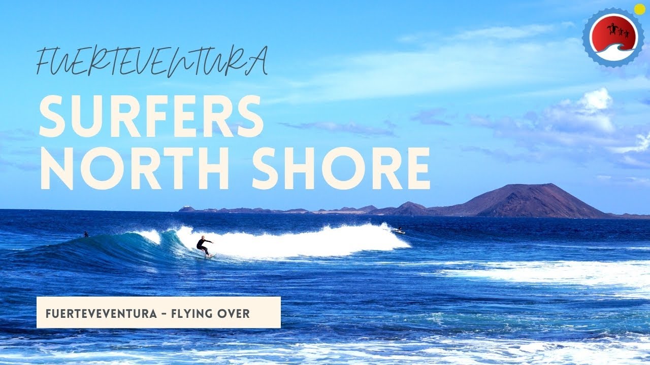Flying over Surfers - North Shore Fuerteventura 4k