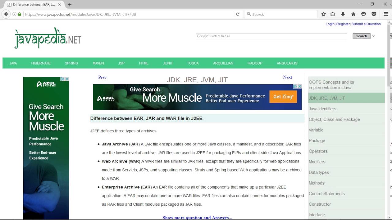 Difference between EAR, JAR and WAR file in J2EE. | javapedia.net