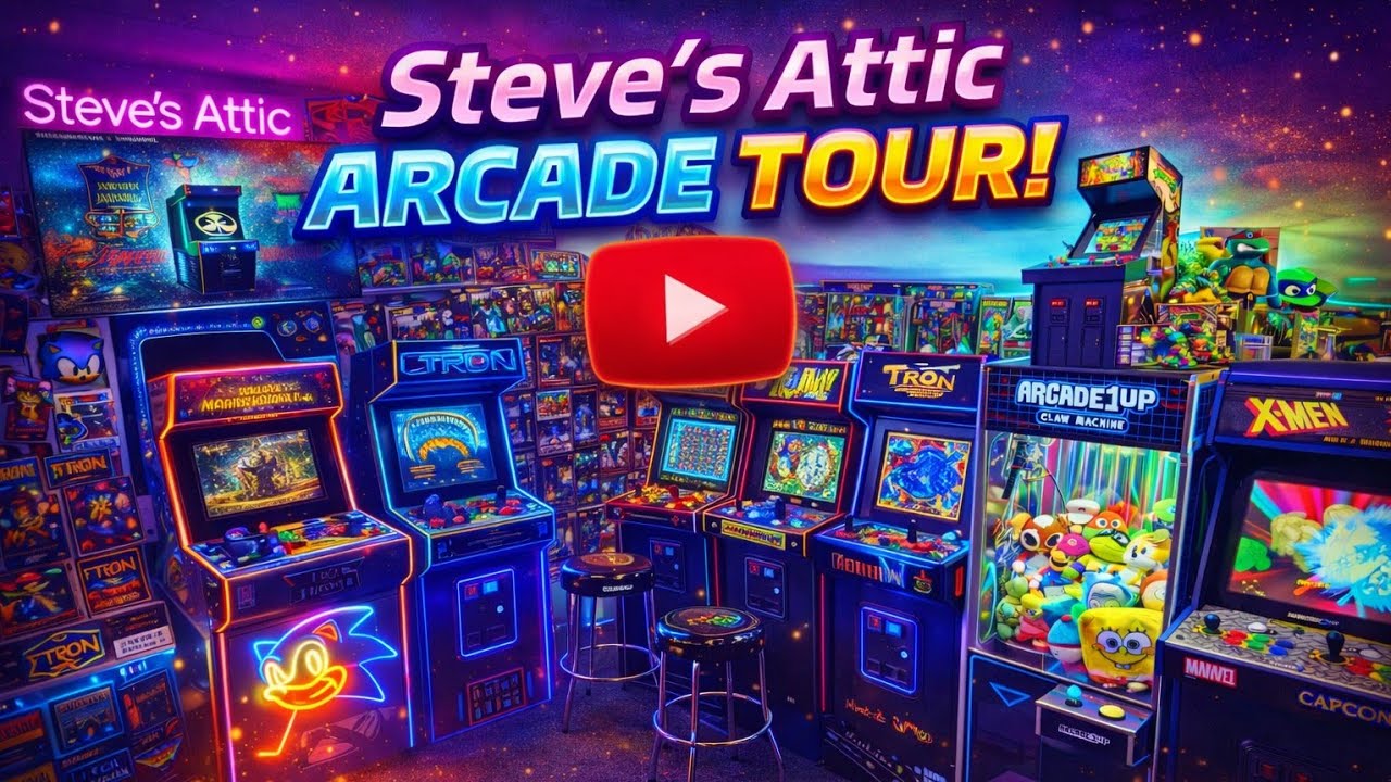 Arcade1up at home arcade, Attic Arcade tour 4K #retrogaming  #retroarcade #arcade1up 