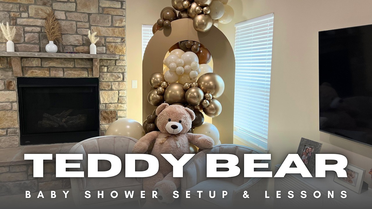 'We Can Bearly Wait' Baby Shower Decorations - Balloon Backdrops and Welcome Sign