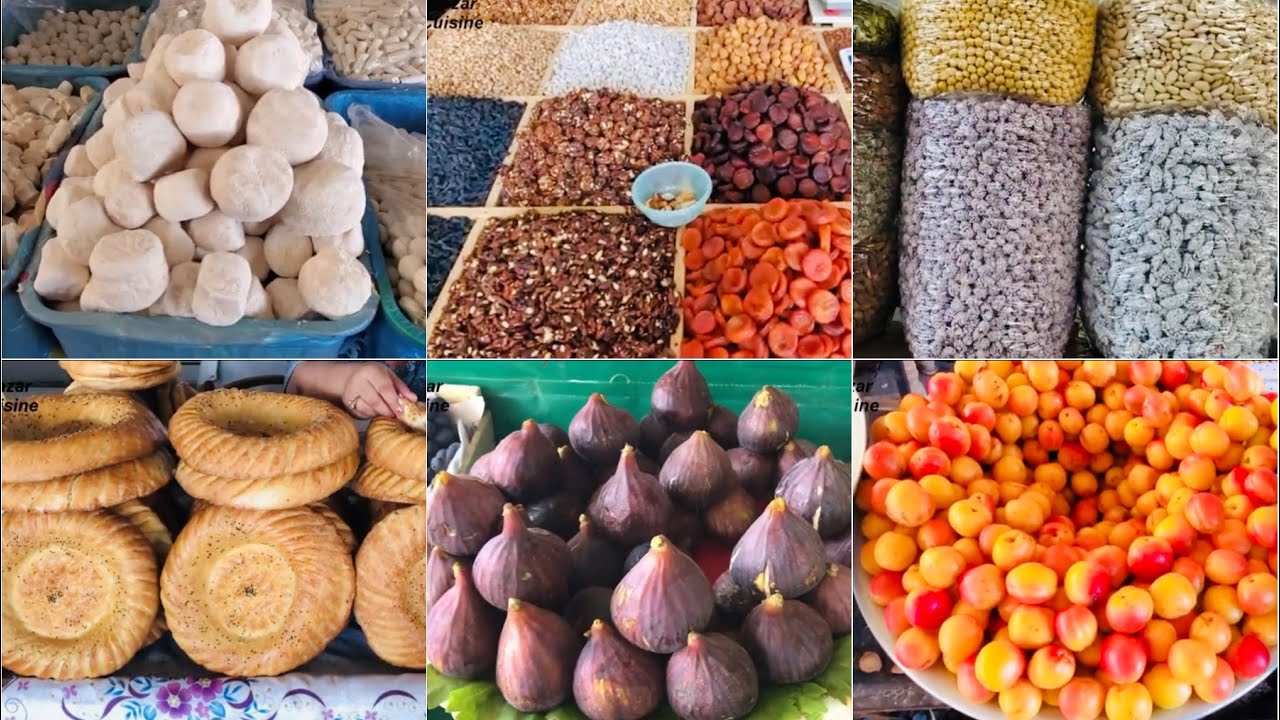 Uzbekistan Tour , Charsu Bazar , Street Food , Uzbekistan Fruit Market Naan خریداری در ازبکستان