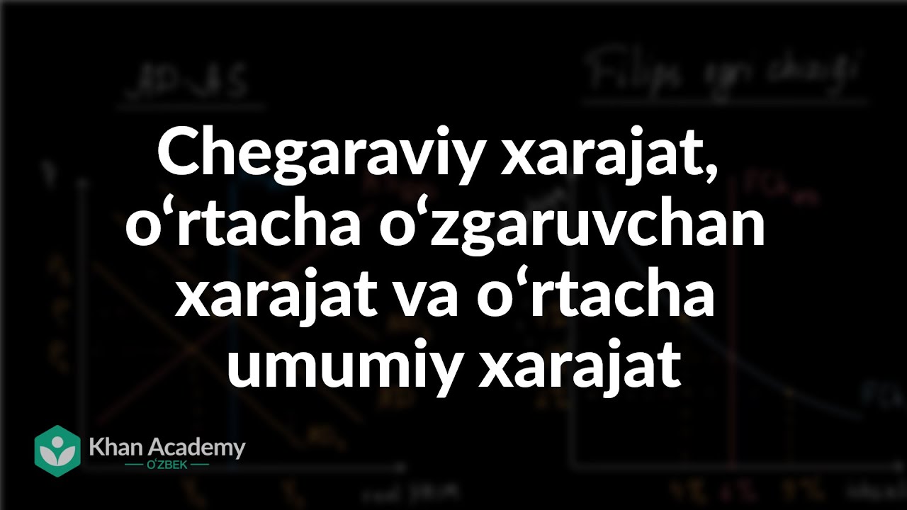 Chegaraviy xarajat,  o‘rtacha o‘zgaruvchan xarajat va oʻrtacha umumiy xarajat | Mikroiqtisodiyot