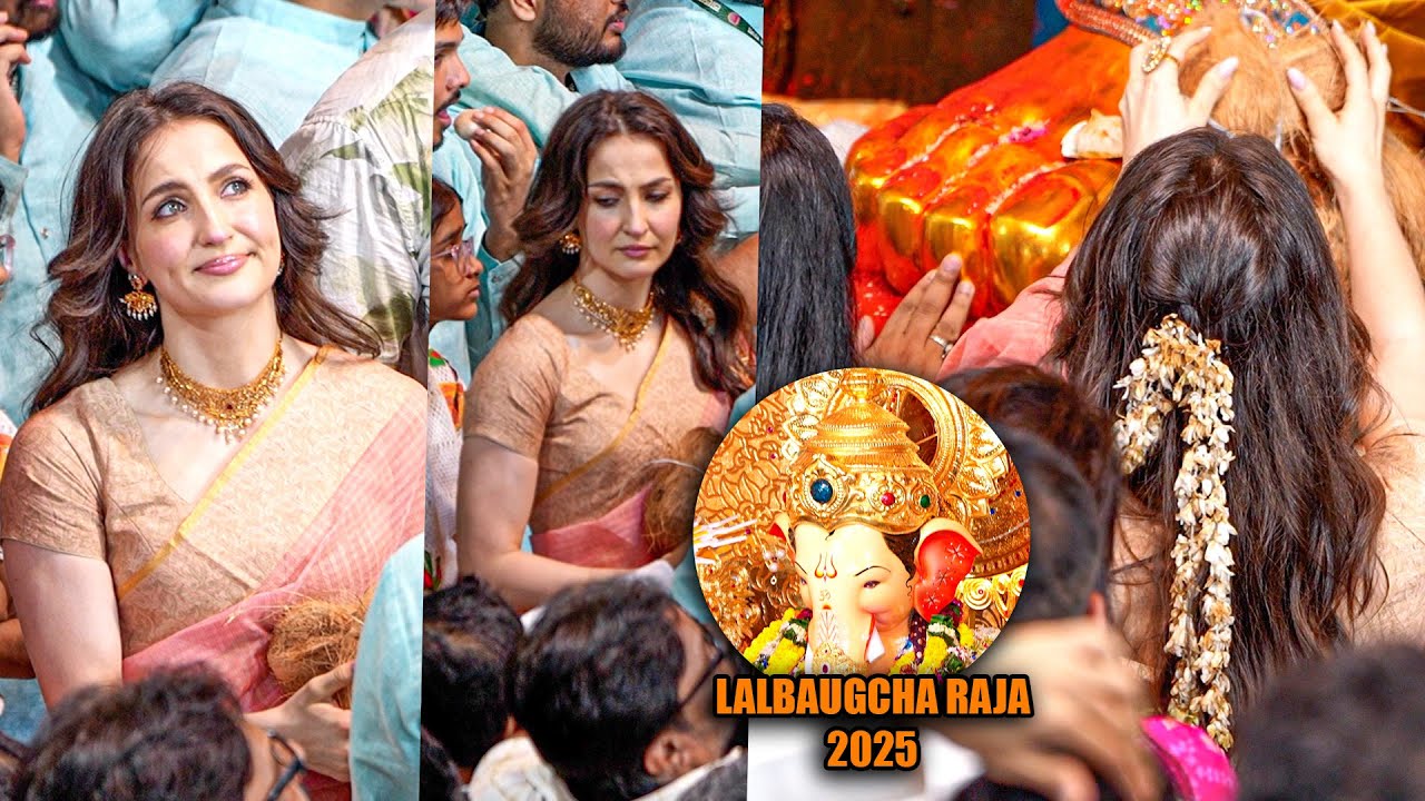 Elli AvrRam’s Spiritual Visit to Lalbaugcha Raja 2025 | Ganesh Utsav Moments