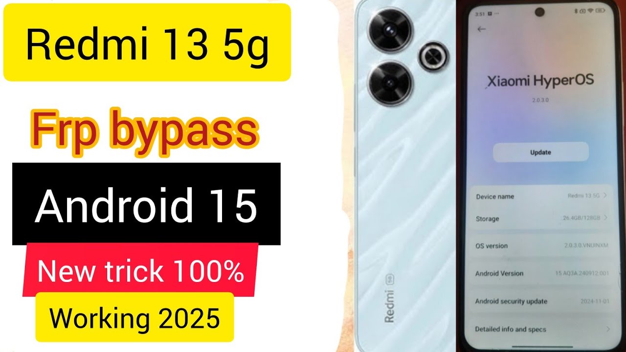 redmi 13 5g frp bypass Xiaomi hyperos android 15/ new Tricks 100% working 2025