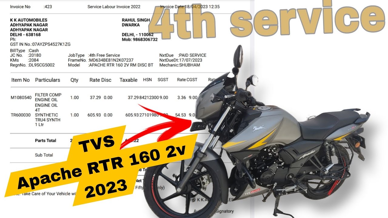 4th service of Apache RTR 2v Bluetooth model 2023 || price and service #apache_rtr #apache_rtr_160