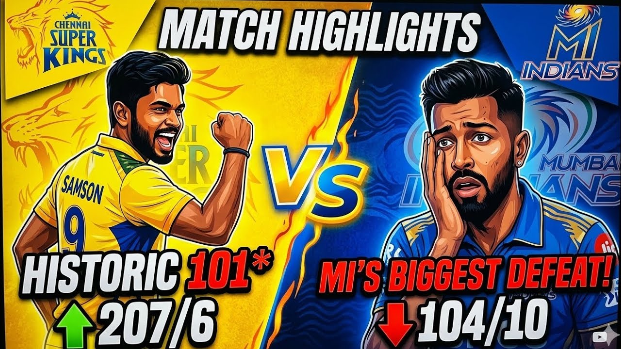 CSK vs MI Highlights 2026|Sanju Samson Destroys MI!🔥 103 Runs Defeat!|#ipl #iplhighlights #cskvsmi