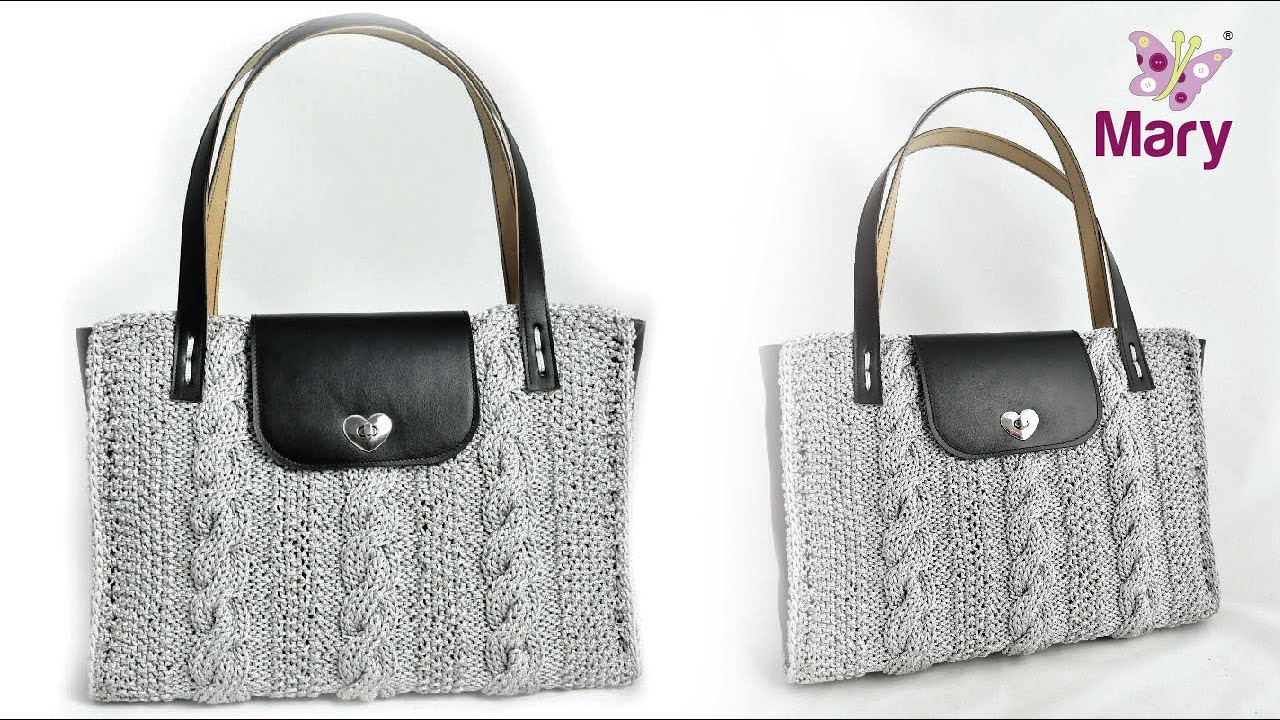 Borsa trecce stile D&G ai ferri con inserto in pelle