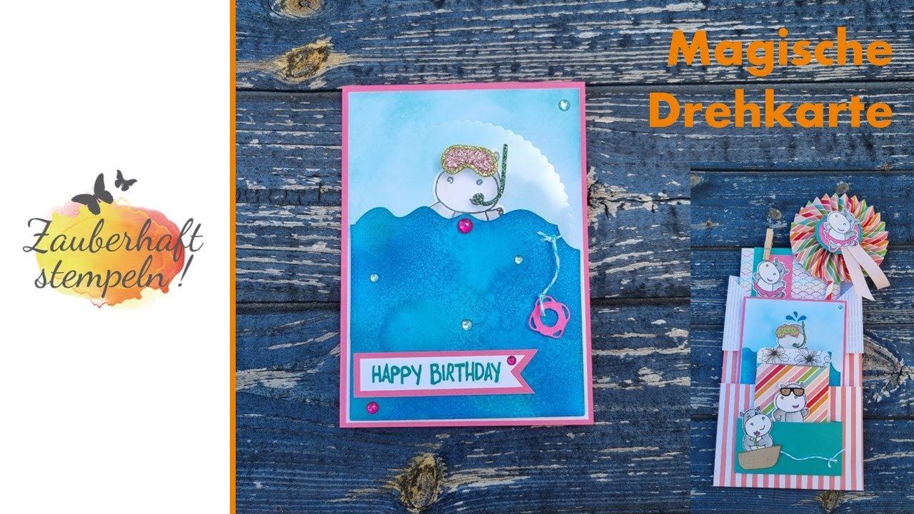 Magische Drehkarte | HIPPE GRÜSSE | NILPFERD | DER RICHTIGE DREH | Loaded envelope | Stampin' Up!