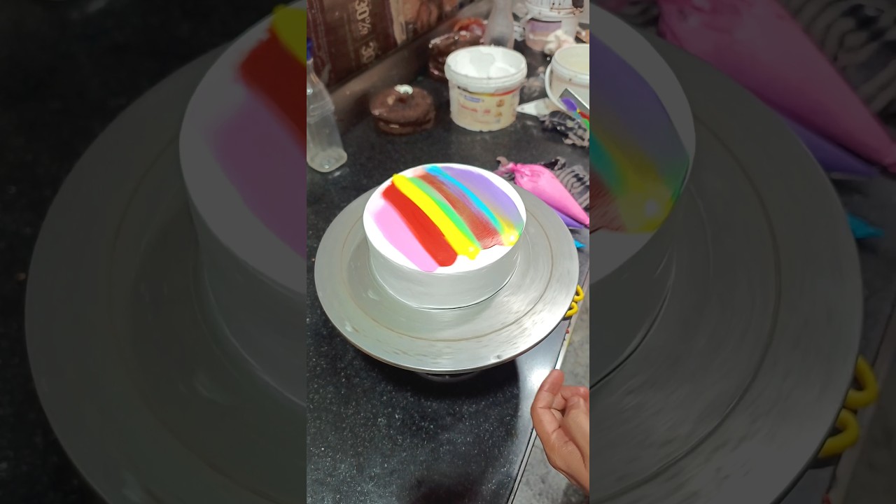 vanilla multicolor rainbow new lalbi cake design #trending #shorts #cakedesign #youtube #viral
