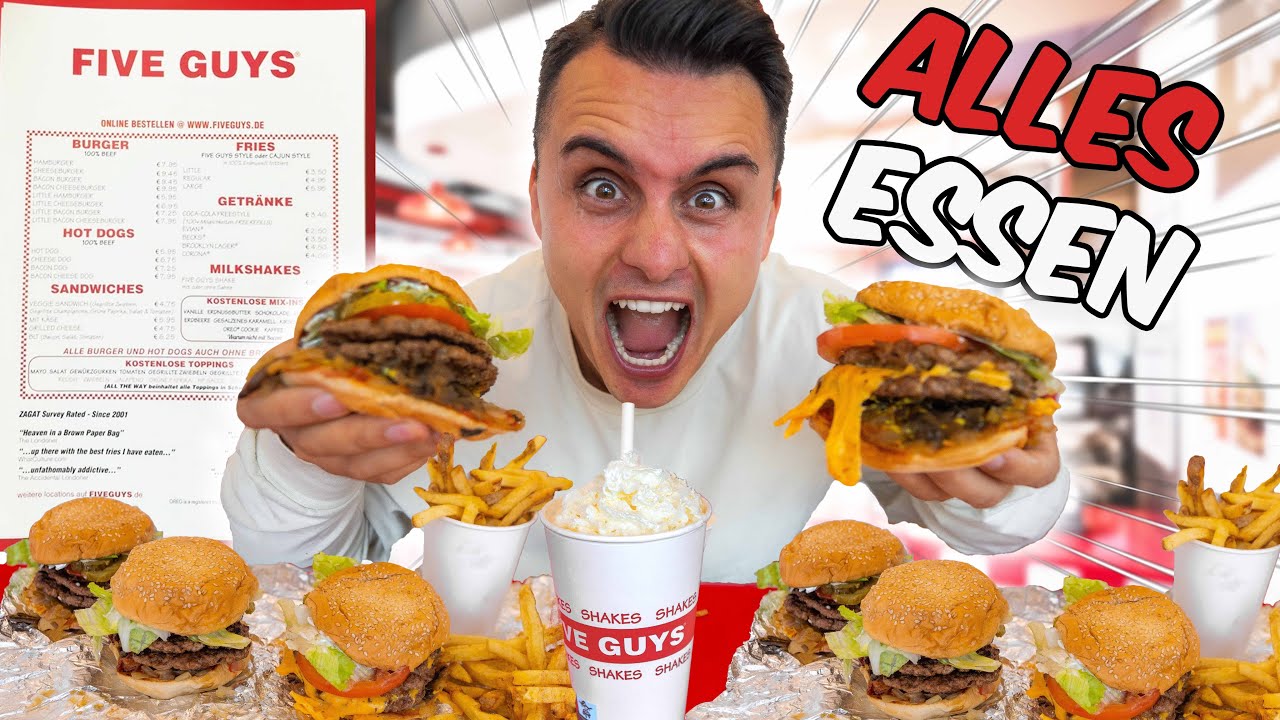 Ich esse die GANZE SPEISEKARTE bei FIVE GUYS in 24 STUNDEN