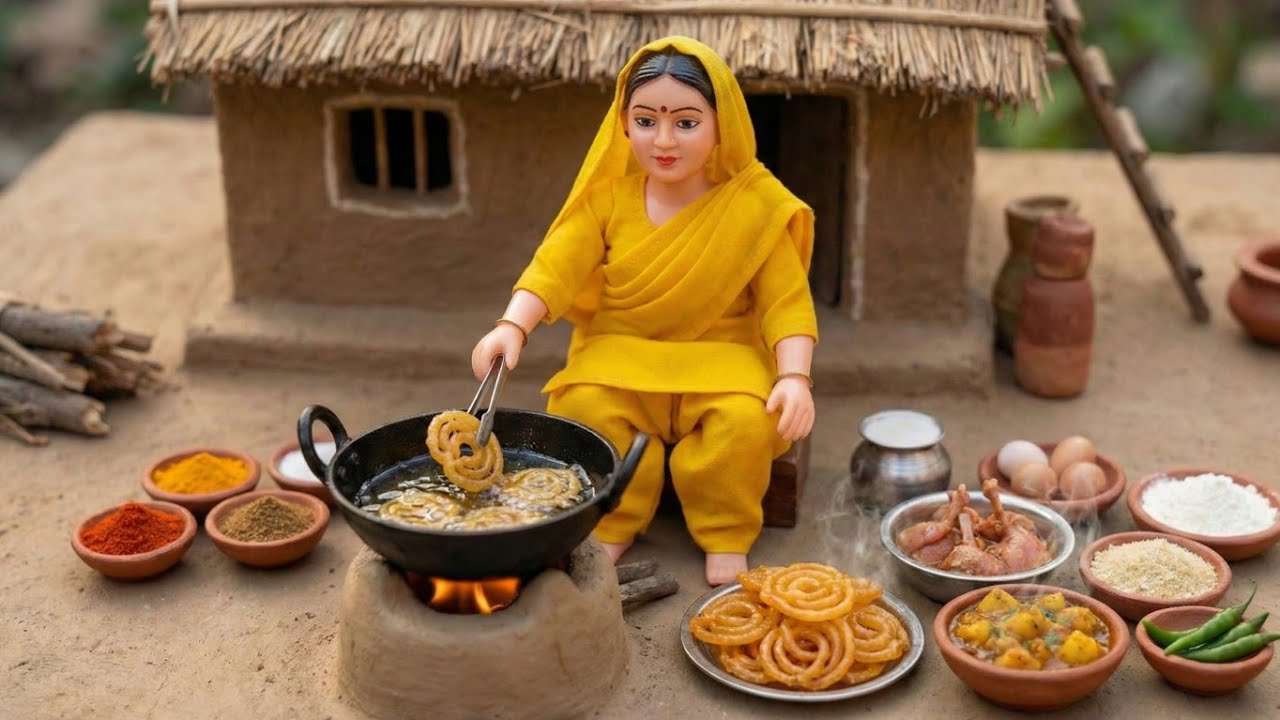 Miniature Indian Women Cooking Jalebi 🇮🇳 ASMR 🤤 | Indian Village Tiny Kitchen Story | Republic day 