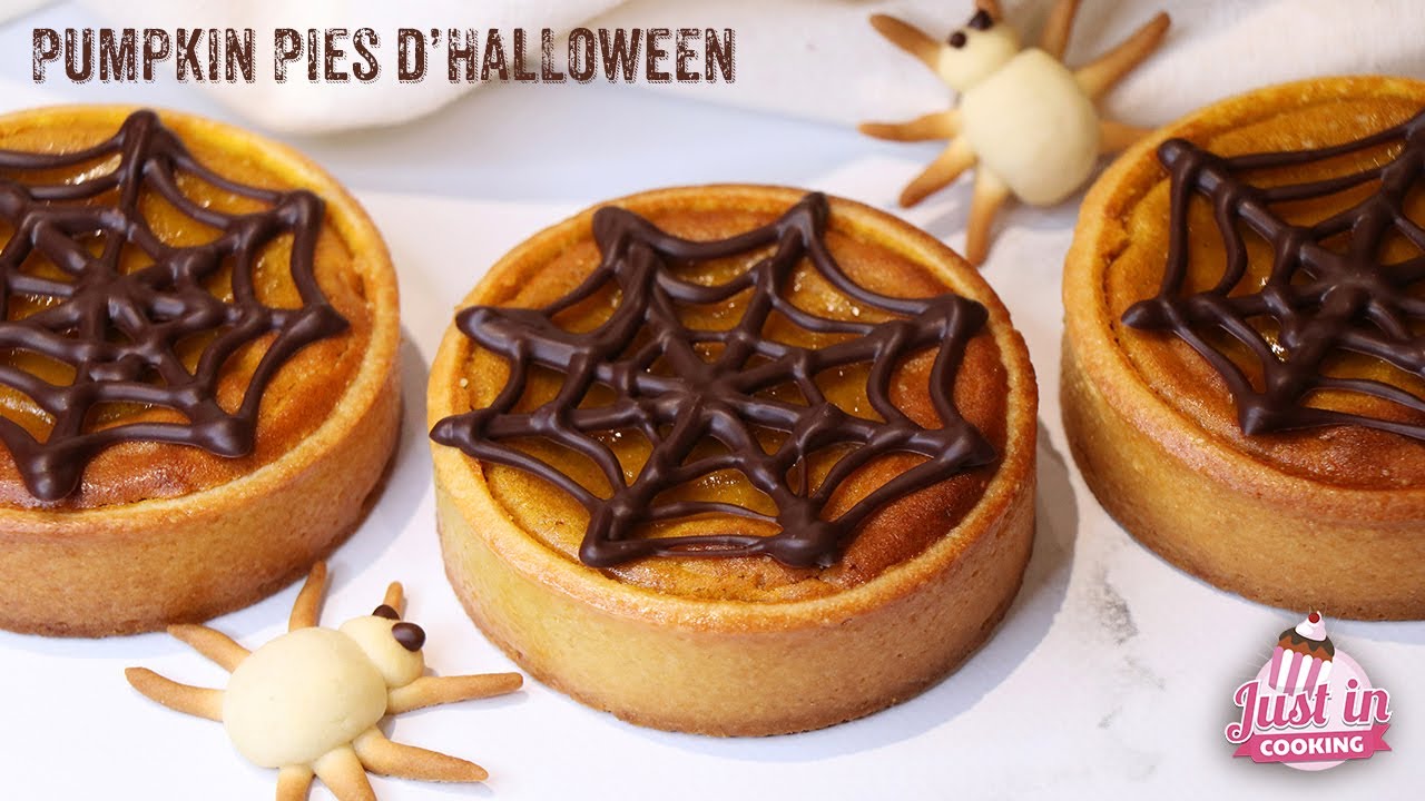 Recette de Pumpkin Pies Toiles d'Araignées d'Halloween : Petites Tartelettes Potimarron Chocolat