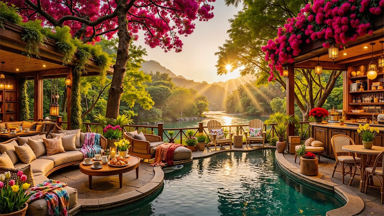 Golden Morning Jazz at a Valley Coffee Shop Ambience 🍃 Warm Jazz Music for Focus & Productivity