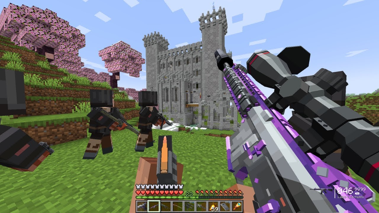 MODERN ARMY DESTROYS PILLAGER FORTRESS USING MODERN WEAPONS IN MINECRAFT