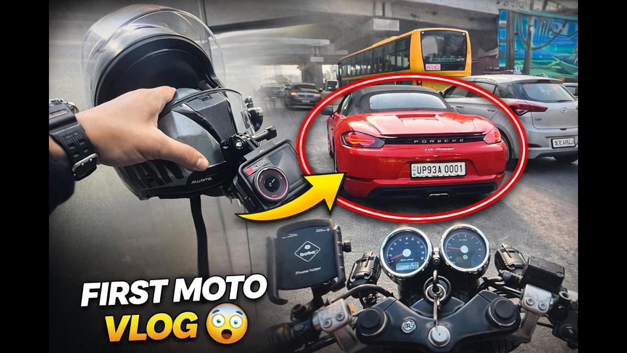 RED PORSCHE ON MY RIDE 😳 | FIRST MOTO VLOG 🏍️