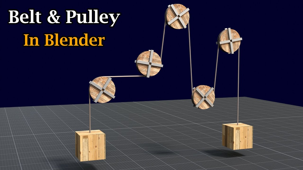 Belt & Pulley (or Rope & Pulley) In Blender | Curve Modifier & Drivers | Easy Mechanics