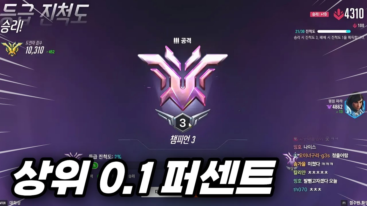 챔피언3 찍었습니다.
