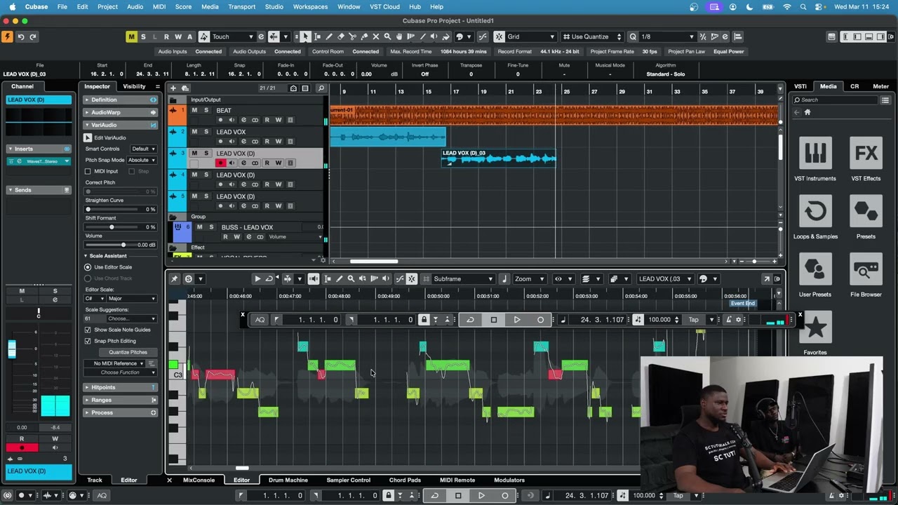 Как правильно выровнять высоту вокала в Cubase &mdash; обучающее видео по Vari Audio.