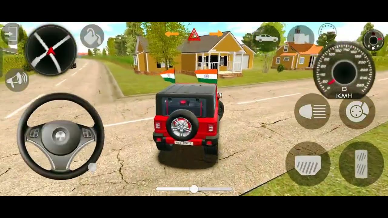 Thar car 🚗 gadi,Bullet proof, red color Car Simulator 3D game Track or Car ki takkar Jcb or thar
