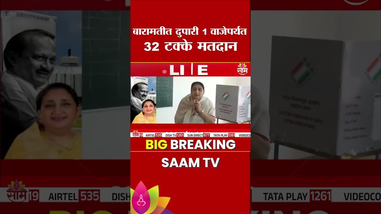 बारामतीत दुपारी 1 वाजेपर्यंत 32% मतदान | 32% Voting in Baramati by 1 PM