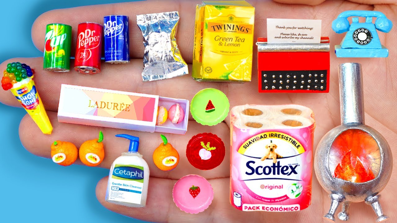 15 EASY REALISTIC DIY MINIATURE BARBIE IDEAS ~ Mini Centapin, 7ups, vintage telephone and more!