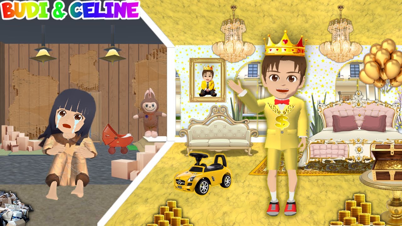 Yuta Bayi Sultan Kaya Pamer Kamar Mewah Serba Emas 💰Vs Mio Bayi Miskin Pengemis Serba Kardus