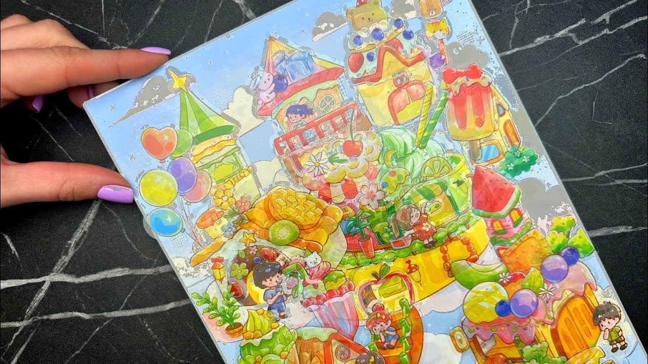 ASMR Sweet Candy Kids Town in Sugar Sky Miniature 3D Scene Use to diy Stickers