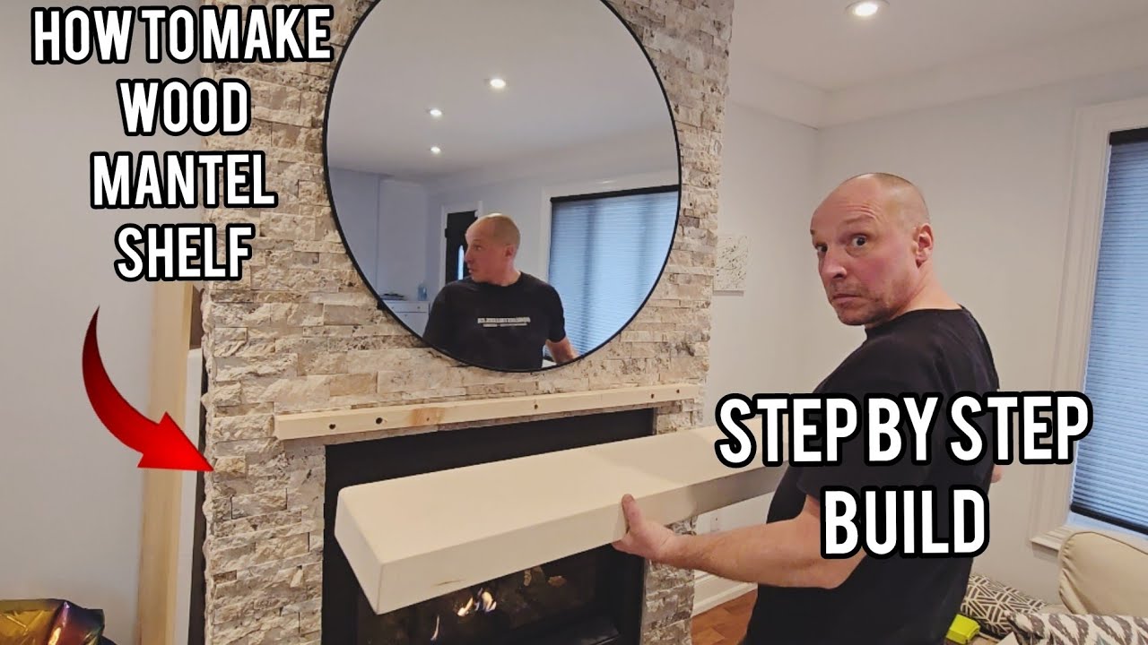 How to make and install a floating Wood Mantel Shelf. Step by Step build / install