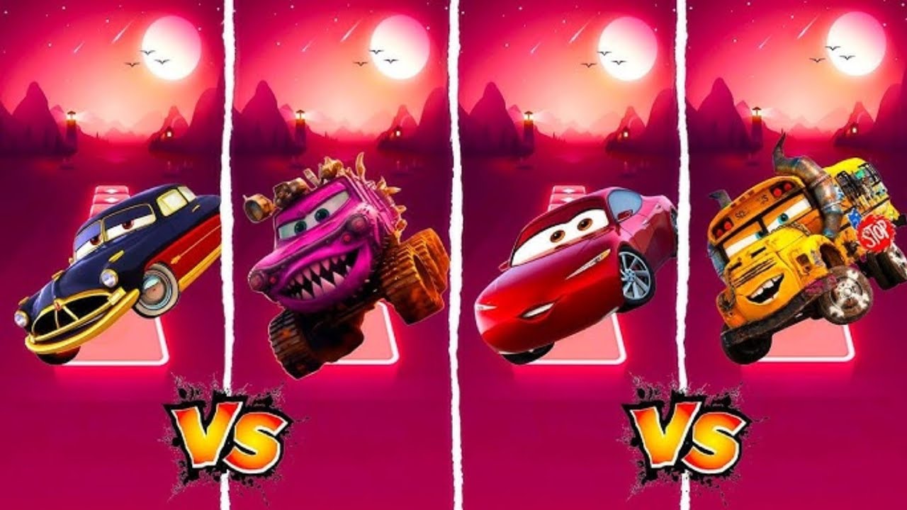 McQueen Car All Video Megamix🆚️Lighting McQueen Eater🆚️McQueen Red Car Tiles Hop EDM Rush Gameplay