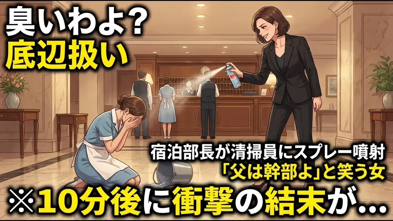 「『父はこのホテルの幹部よ？』清掃員を底辺扱いした宿泊部長──『承知しました』と電話した10分後、オーナー会長がロビーに現れた」「『清掃が会長を呼べ