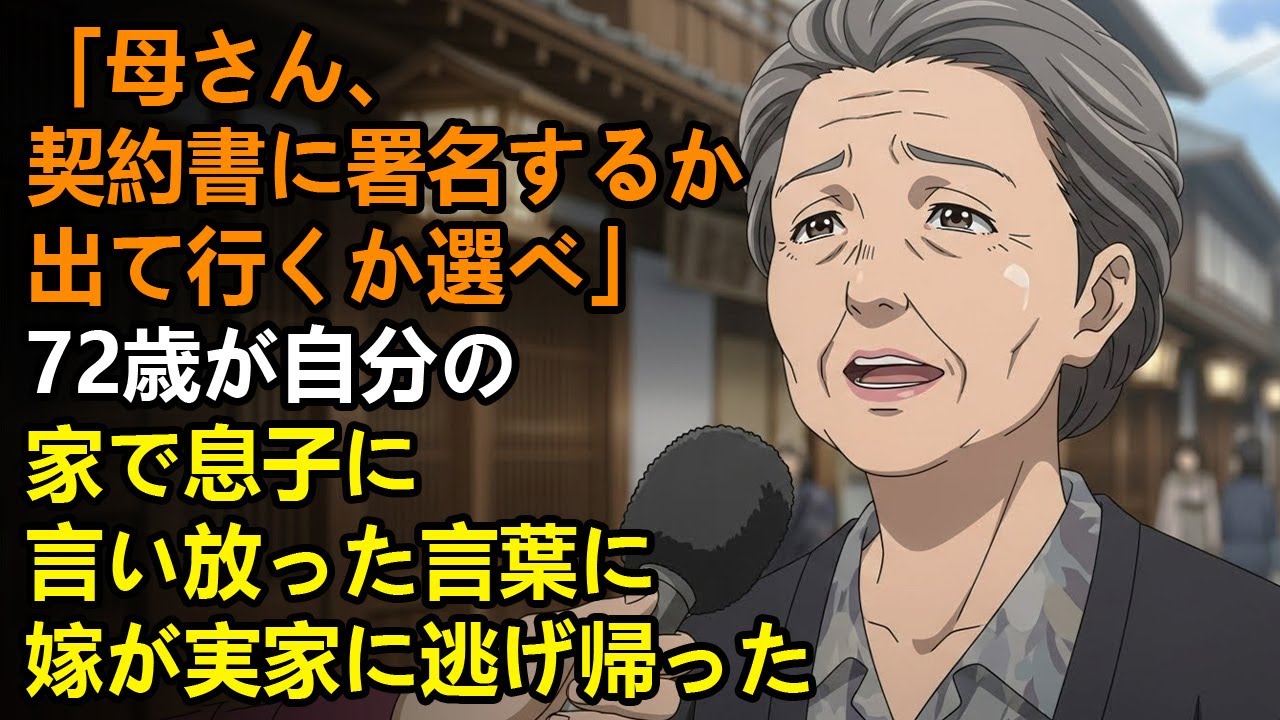 「母さん、契約書に署名するか、出て行くか選べ」72歳が自分の家で息子に言い放った言葉に、嫁が実家に逃げ帰った